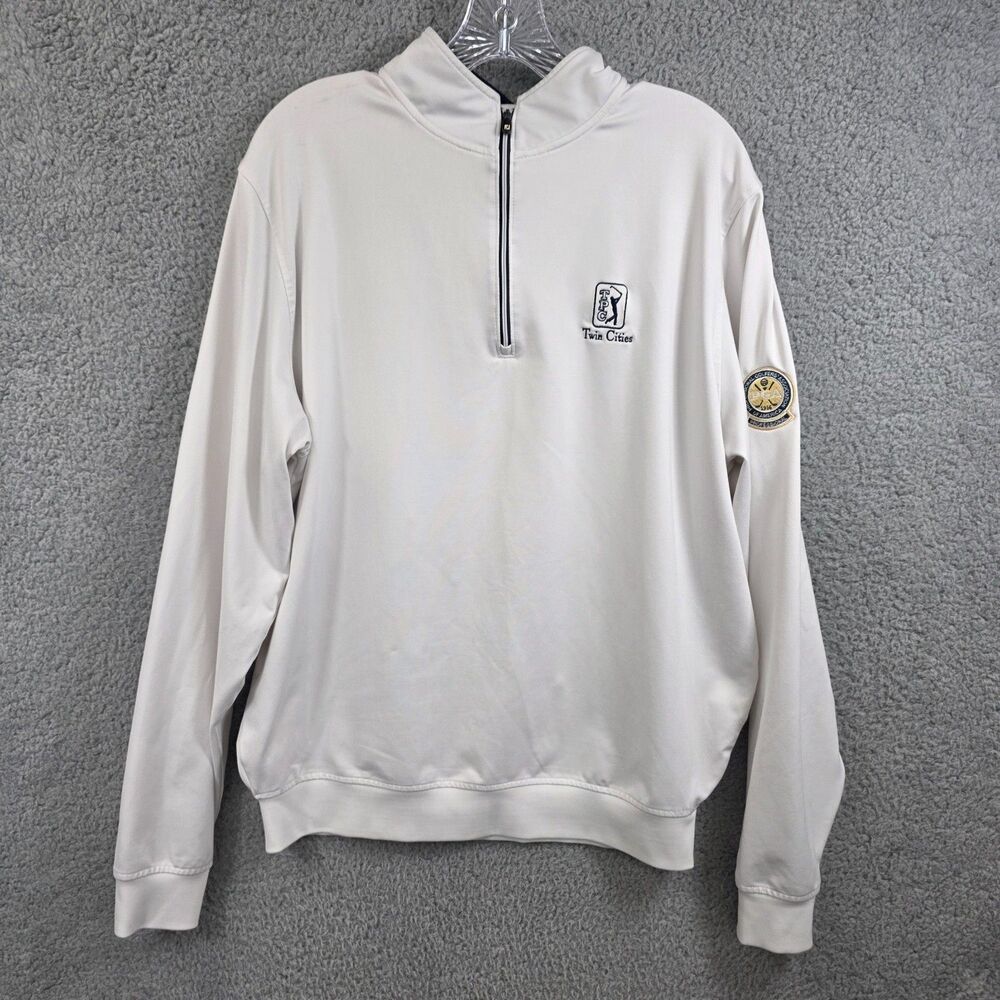 FootJoy Quarter Zip Mens Golf Pullover White TPC PGA Logos Size M